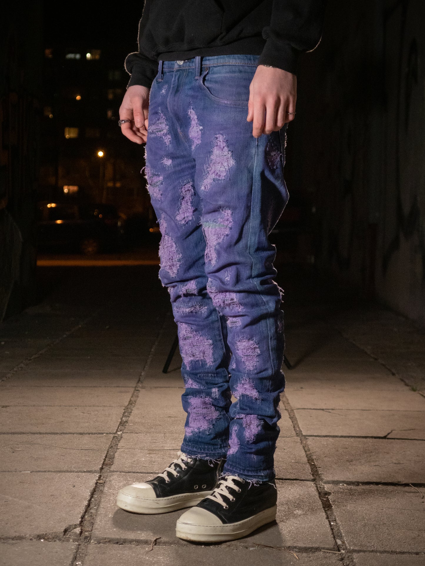 Fialové jeans - cherry tree