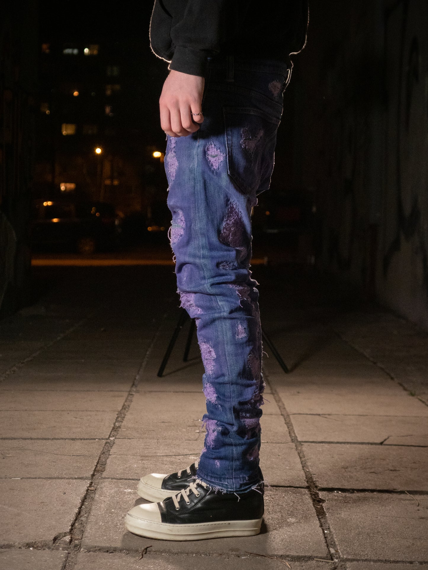 Fialové jeans - cherry tree
